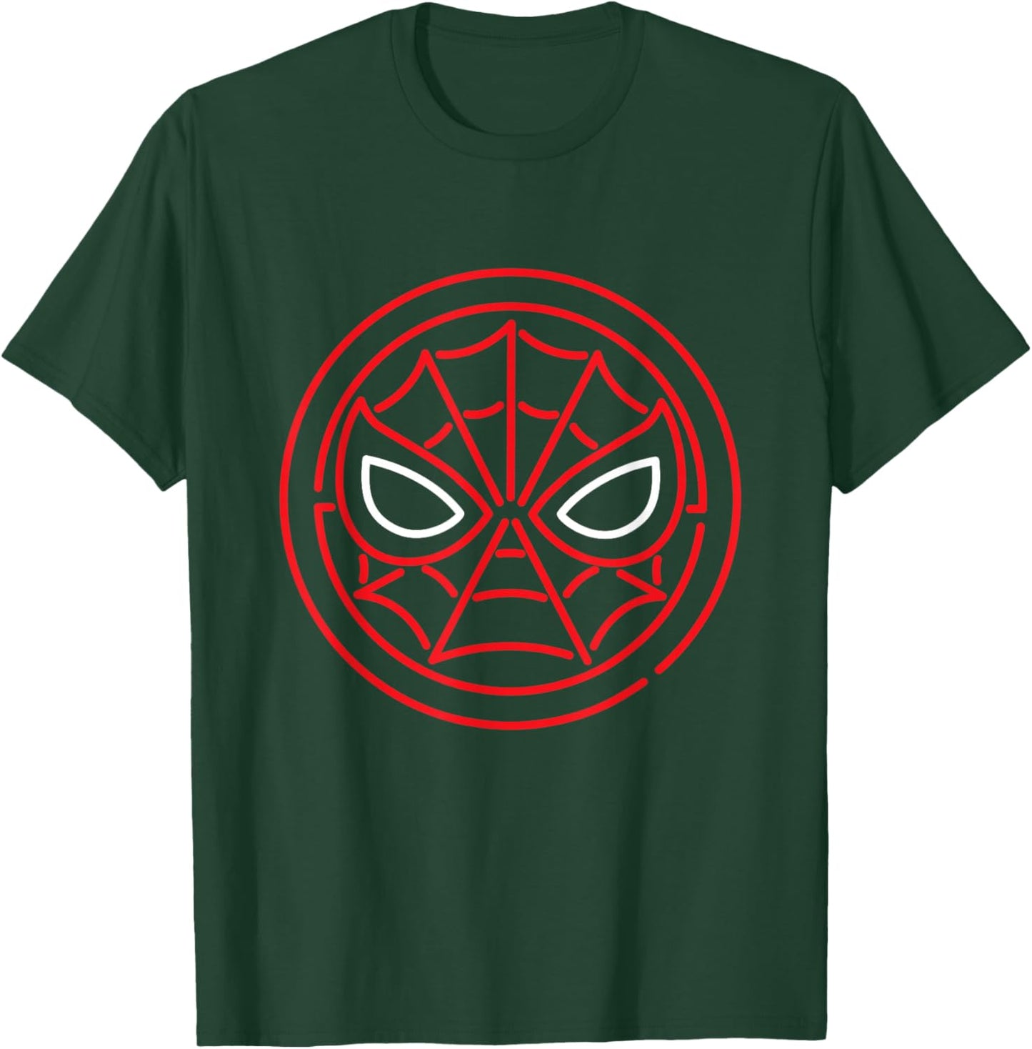 Marvel Super Heroes Neon Light Sign Spider-Man Mask Symbol T-Shirt - T-Shirt | Forest