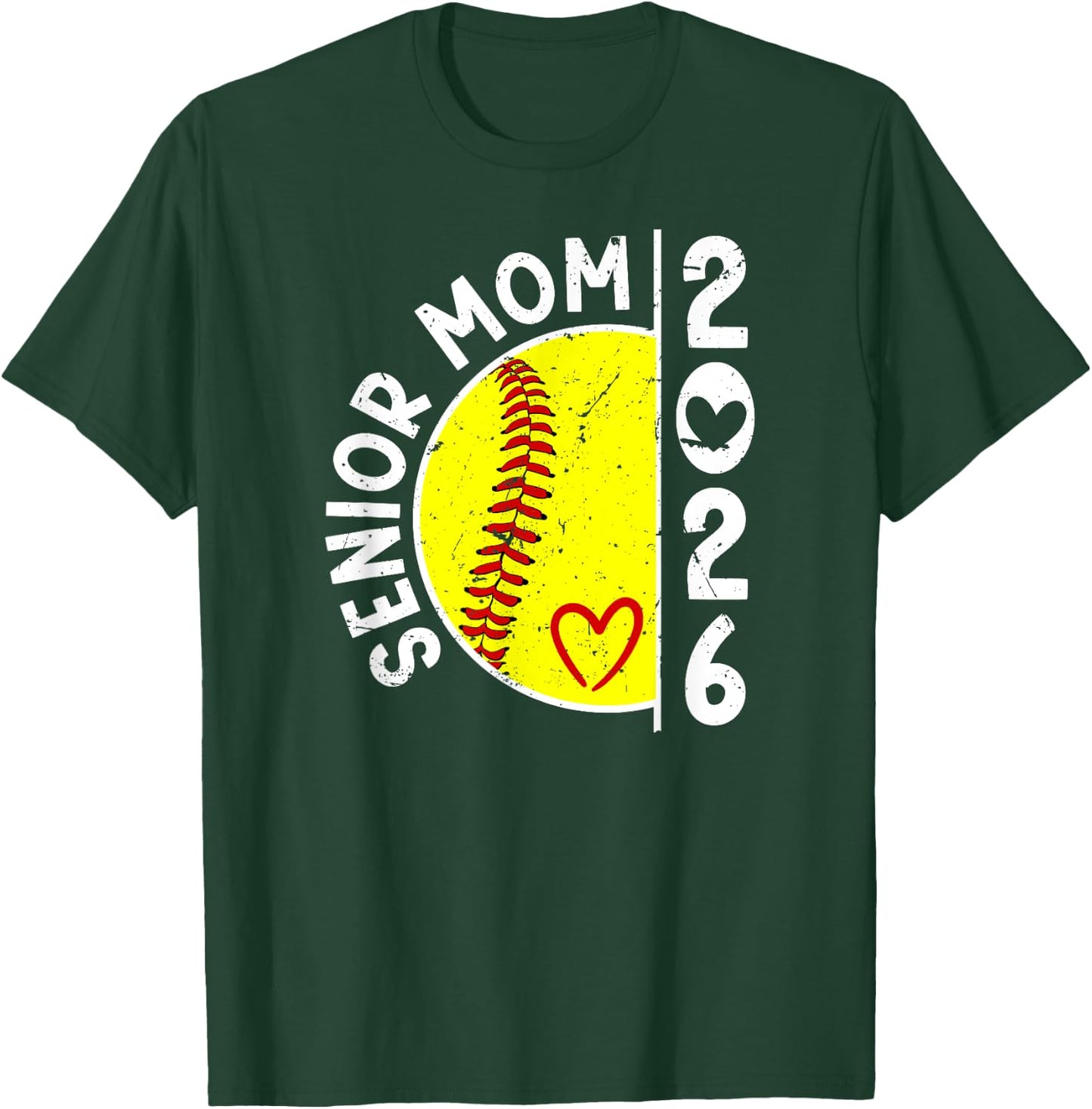 Proud Softball Senior Mom 2026 Softball Player Senior Mama T-Shirt - T-Shirt | Forest