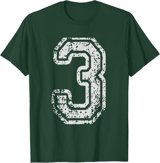 Team Jersey Uniforms Number 3 Three School Sports Birthdays T-Shirt - T-Shirt | Forest