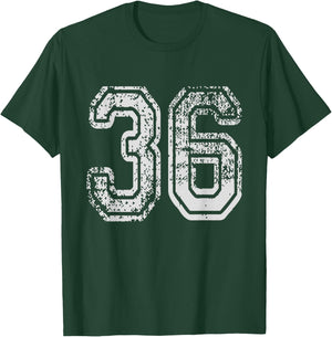 Team Jersey Uniforms Number 36 School Sports 36th Birthday T-Shirt - T-Shirt | Forest