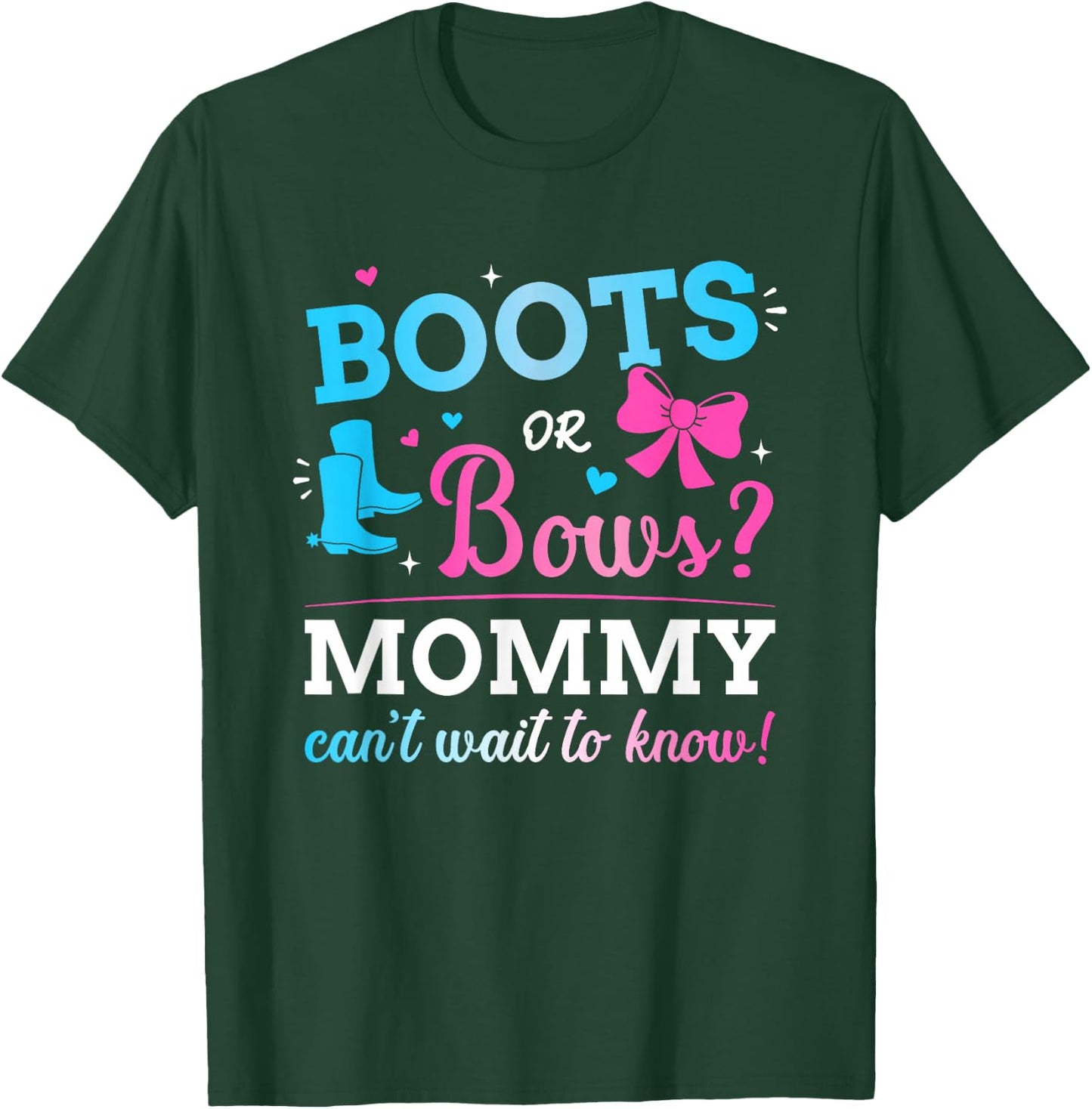 Gender reveal boots or bows mommy matching baby party T-Shirt - T-Shirt | Forest