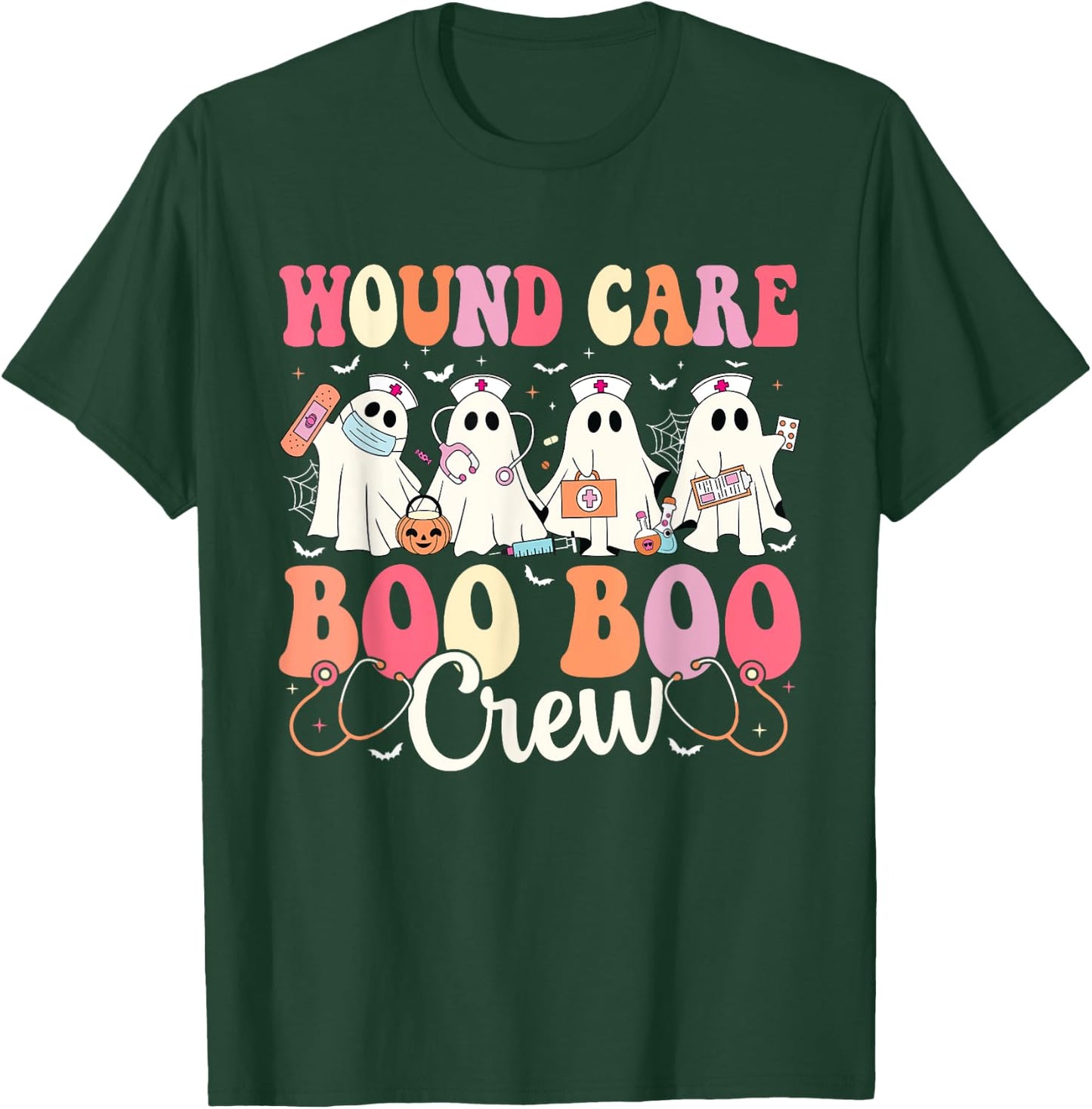 Wound Care Nurse Boo Boo Crew Ghost Halloween Wound Care T-Shirt - T-Shirt | Forest