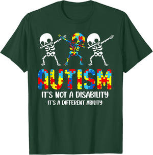 Not a Disability It's a Different Ability Autism Skeleton T-Shirt - T-Shirt | Forest