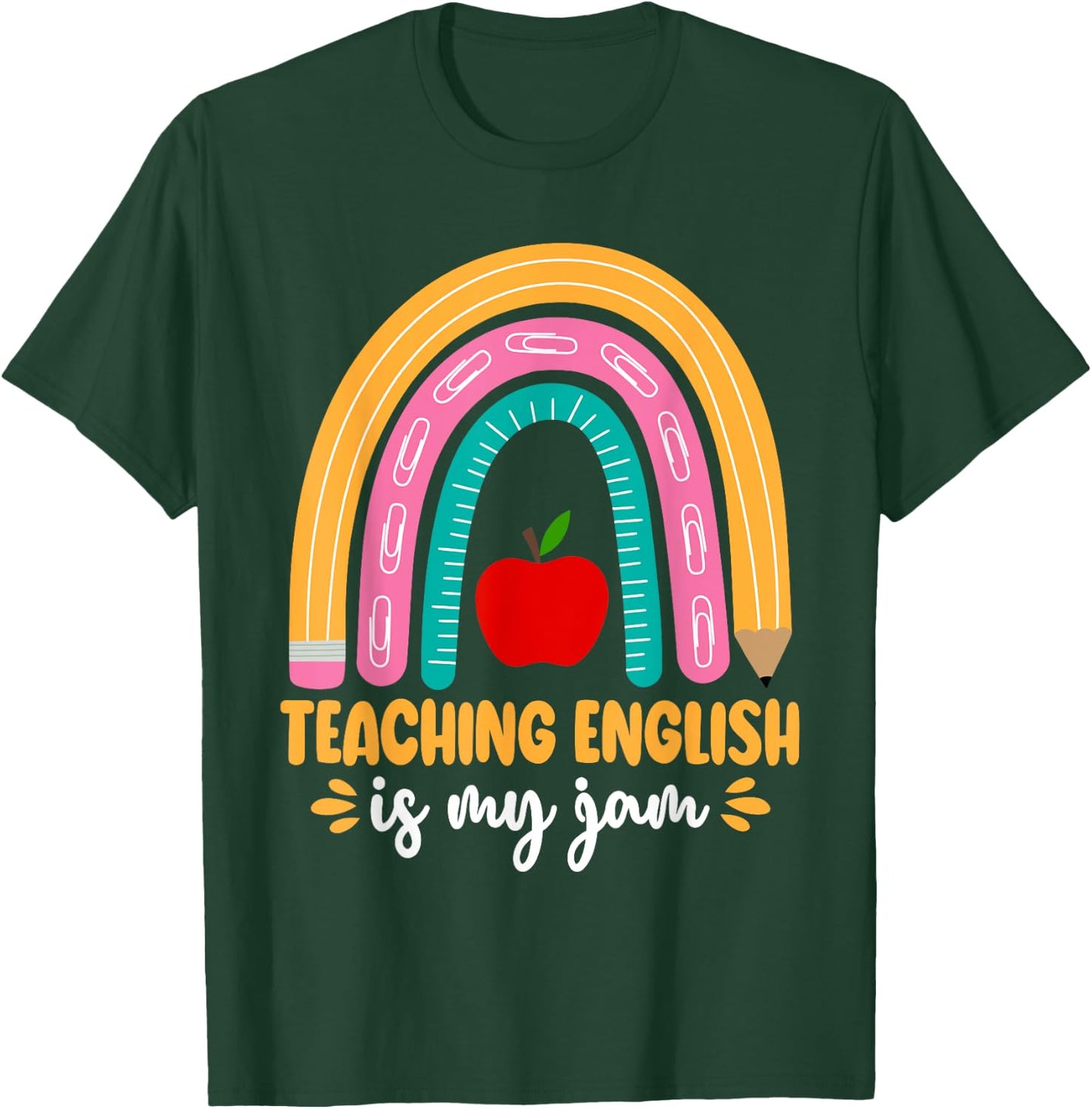 Grammar Police English Teacher Teaching English Is My Jam Men Women Kids T-Shirt - T-Shirt | Forest