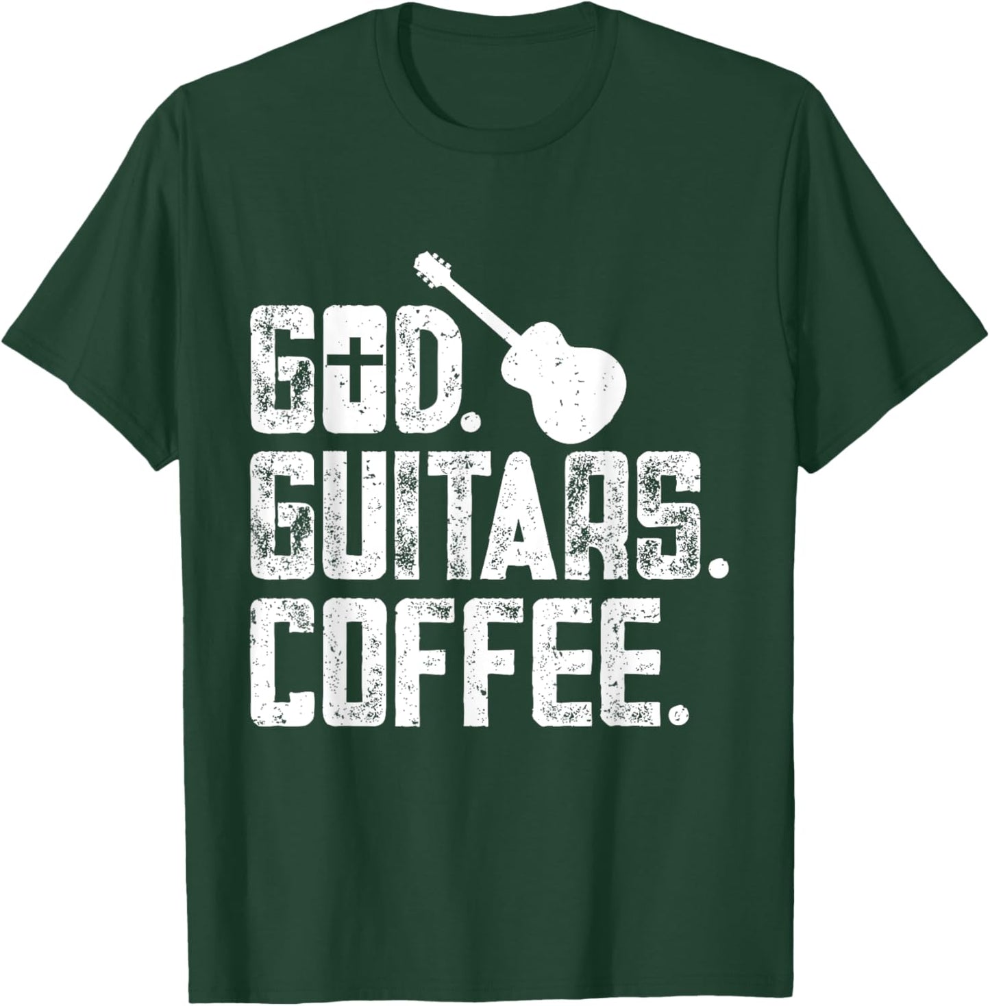 God Guitar Coffee Christian Guitar Player Guitarist Jesus T-Shirt - T-Shirt | Forest