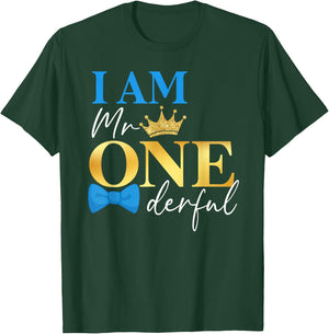 I Am Mr Onederful 1st Birthday First One-Derful Baby Boy T-Shirt - T-Shirt | Forest