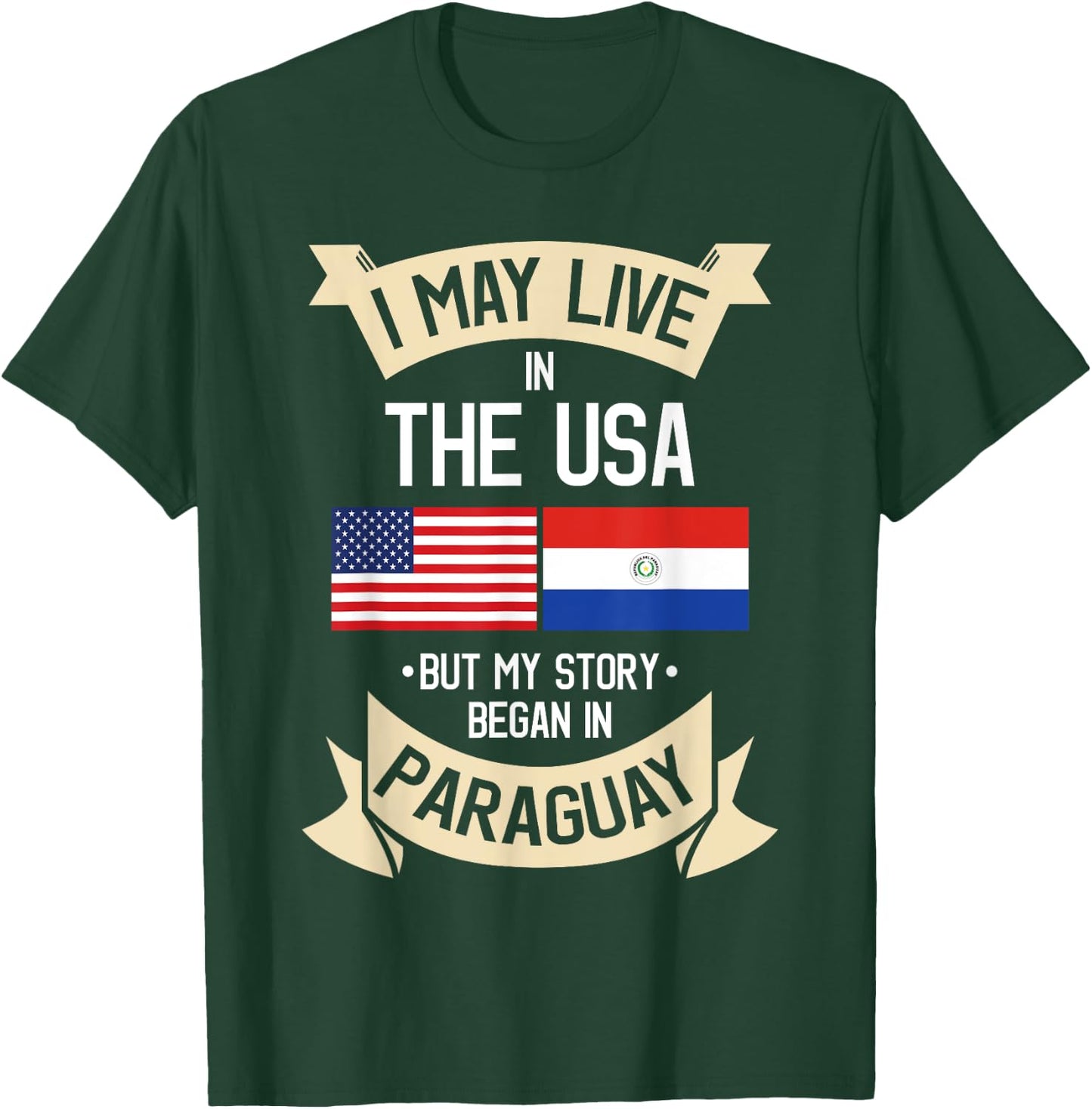 Paraguay American Flag USA Paraguayan Roots Gifts Girls Kids Men T-Shirt - T-Shirt | Forest