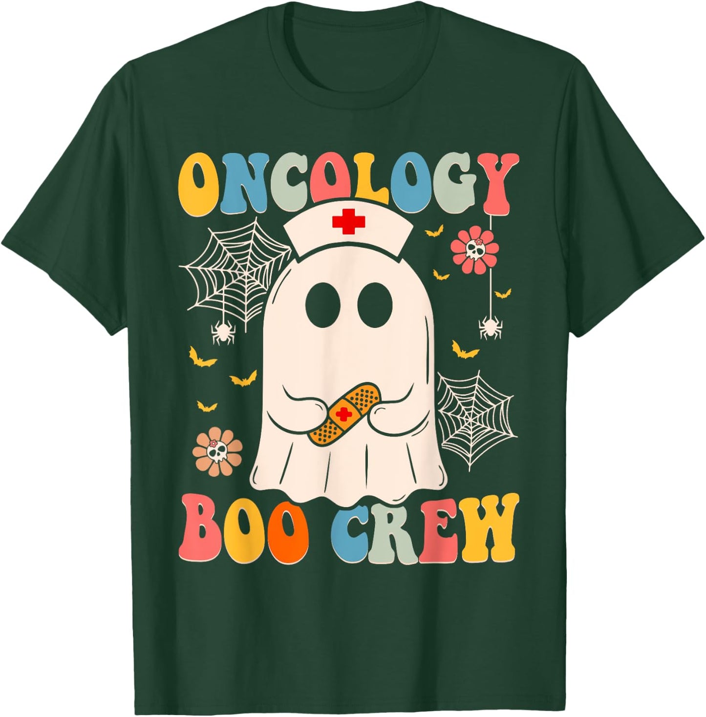 Groovy Oncology Boo Crew Nurse Funny Ghost Halloween Nurse T-Shirt - T-Shirt | Forest