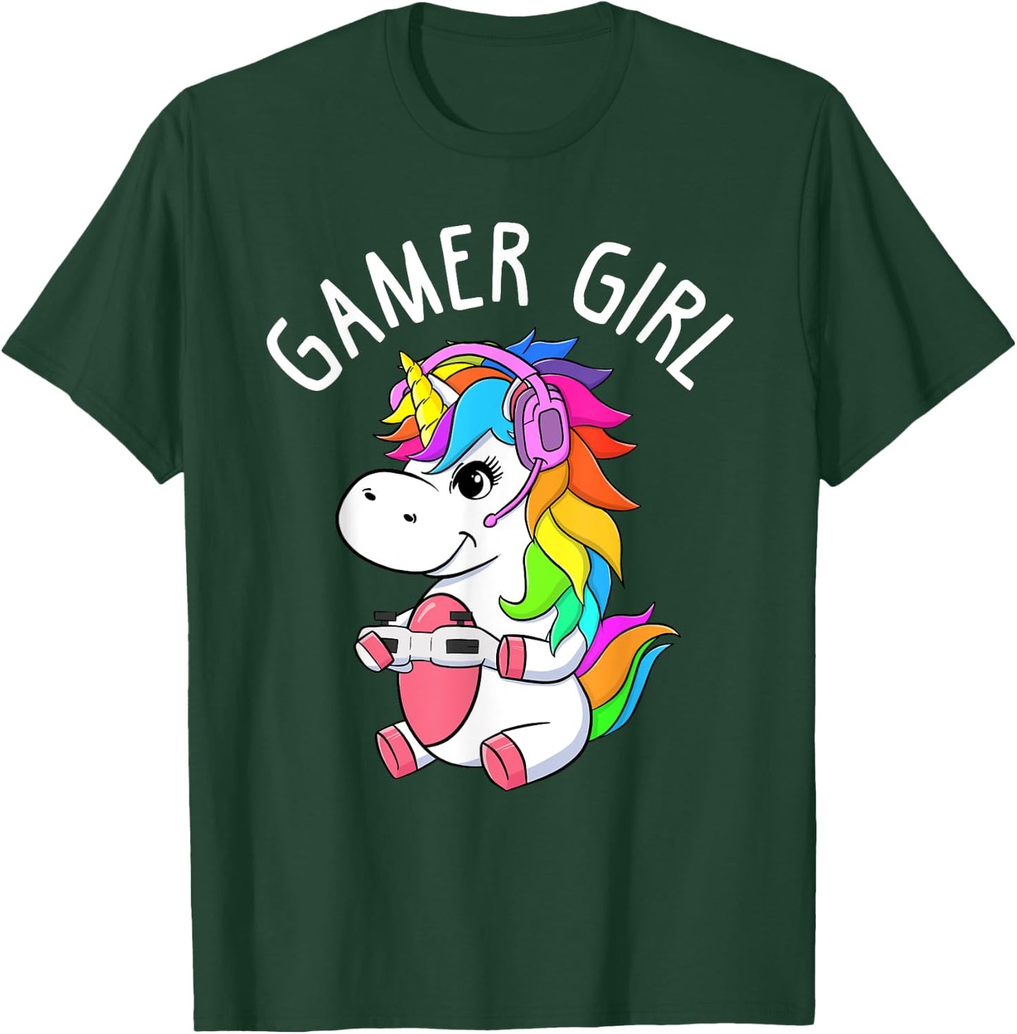Gamer Girl Gaming Unicorn Cute Video Game Gift Women Girls T-Shirt - T-Shirt | Forest