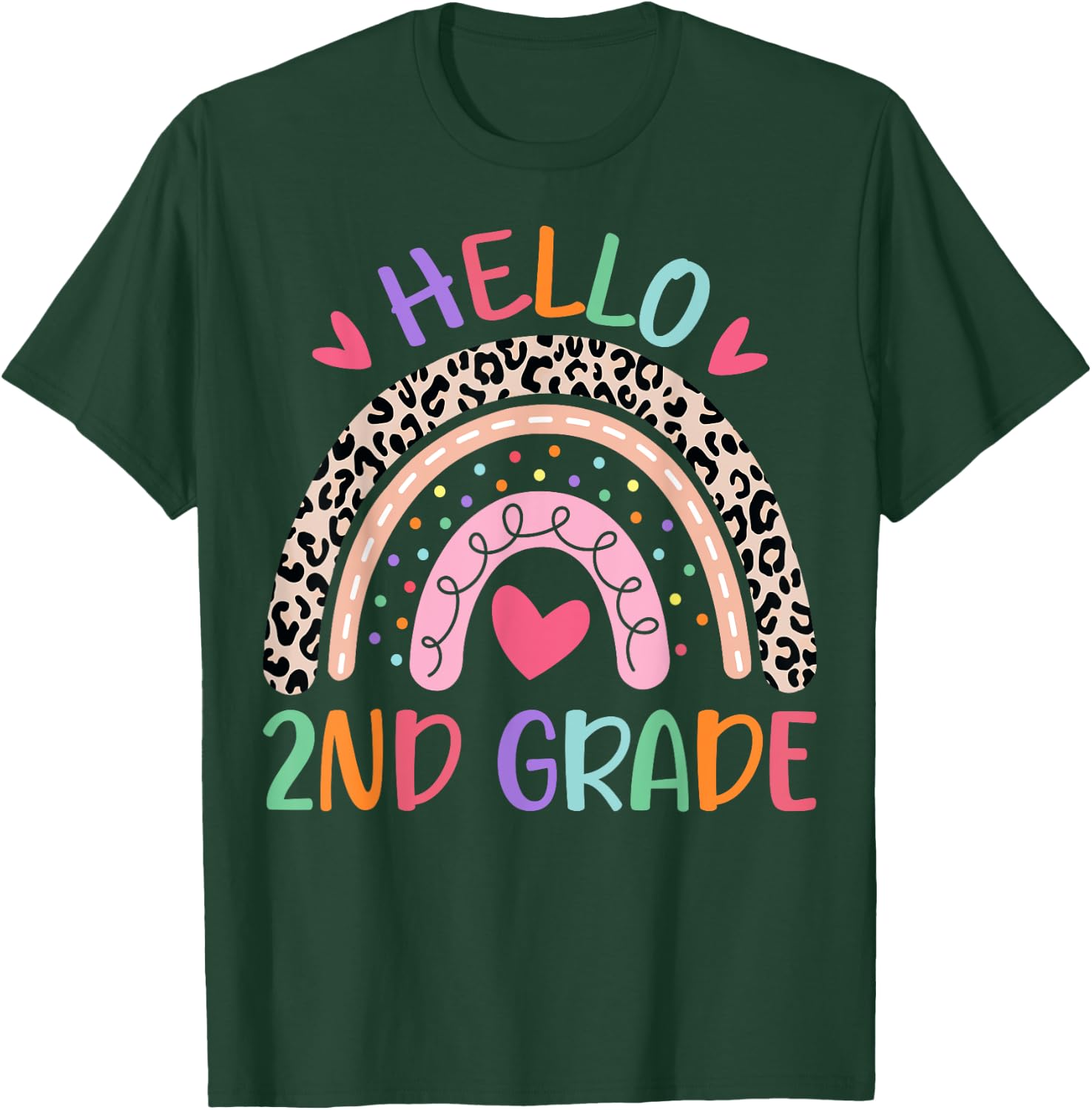 Hello Second Grade Rainbow First Day Of School Teacher Kids T-Shirt - T-Shirt | Forest