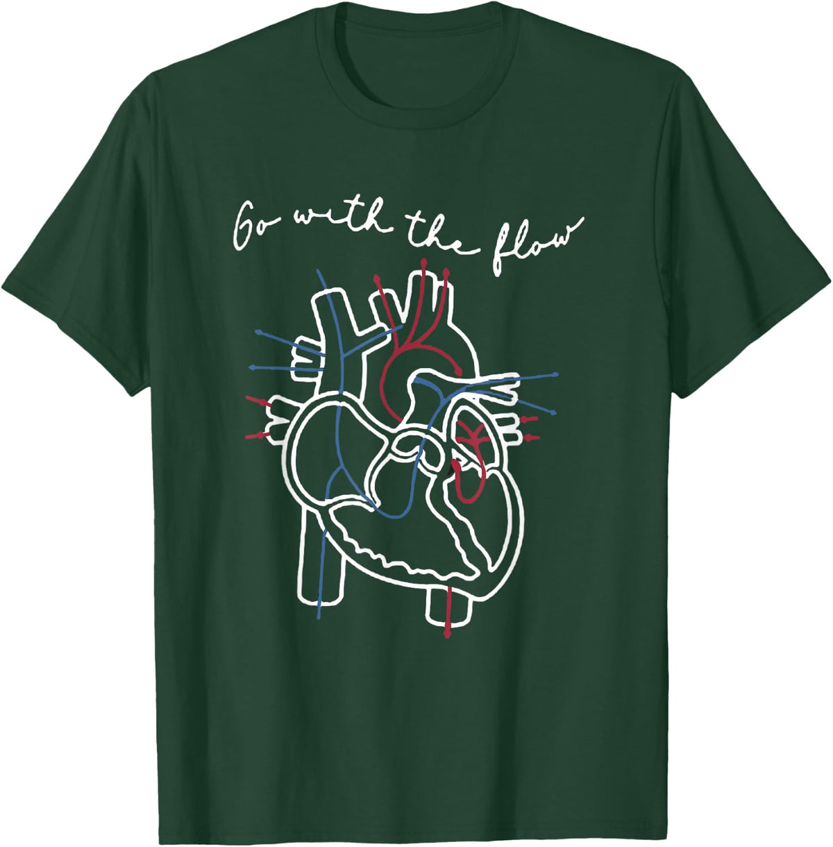 CVICU Cardiac Nurse Anatomy Cardiology Human Heart Flow T-Shirt - T-Shirt | Forest