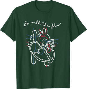 CVICU Cardiac Nurse Anatomy Cardiology Human Heart Flow T-Shirt - T-Shirt | Forest