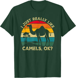 I Just Really Like Camels, OK? Funny Camel Retro T-Shirt - T-Shirt | Forest