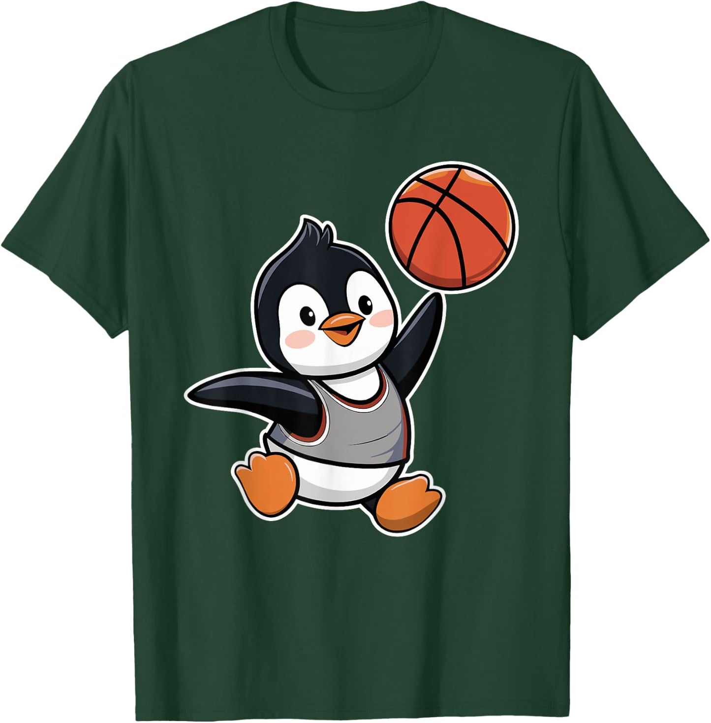 Penguin Playing Basketball Cute Animal Basketball Player T-Shirt - T-Shirt | Forest