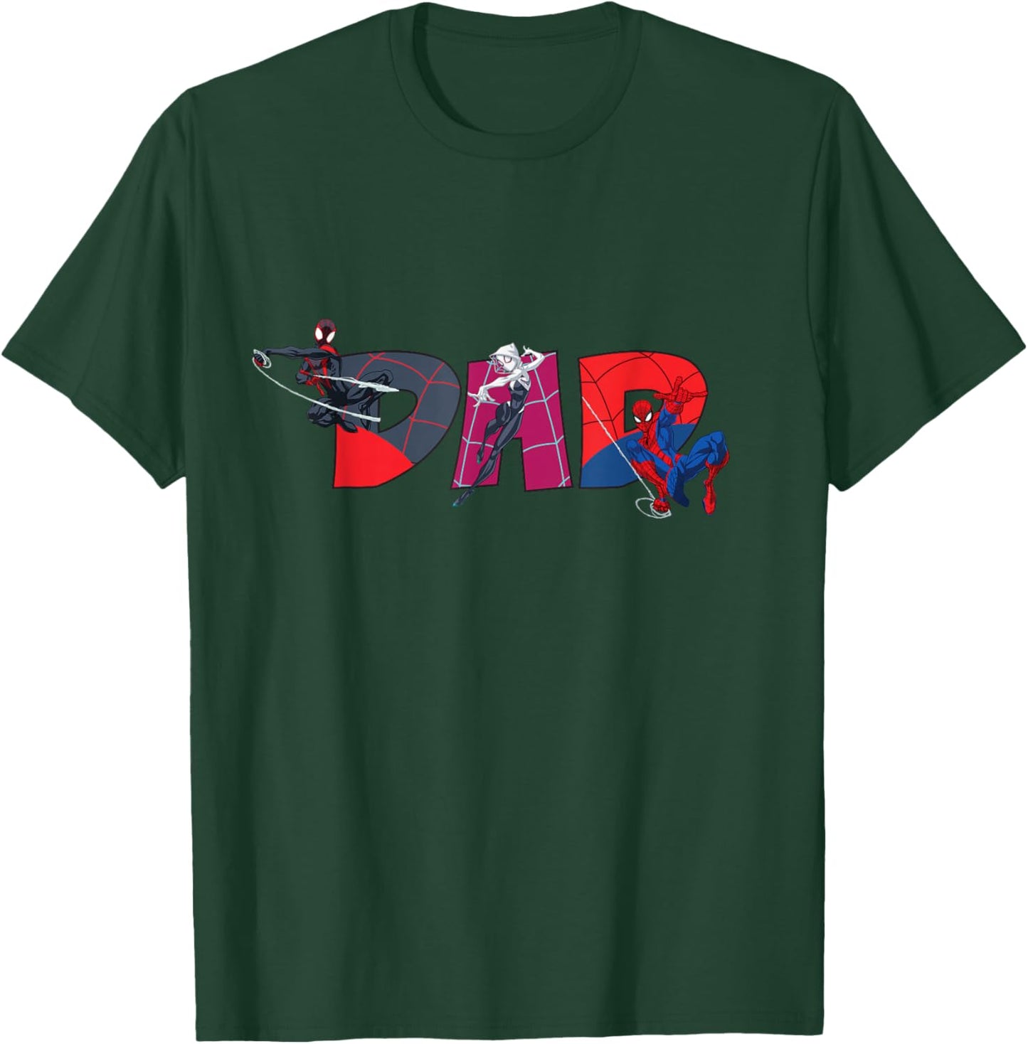 Marvel Spider-Man Trio Dad Father's Day Family Trip Birthday T-Shirt - T-Shirt | Forest