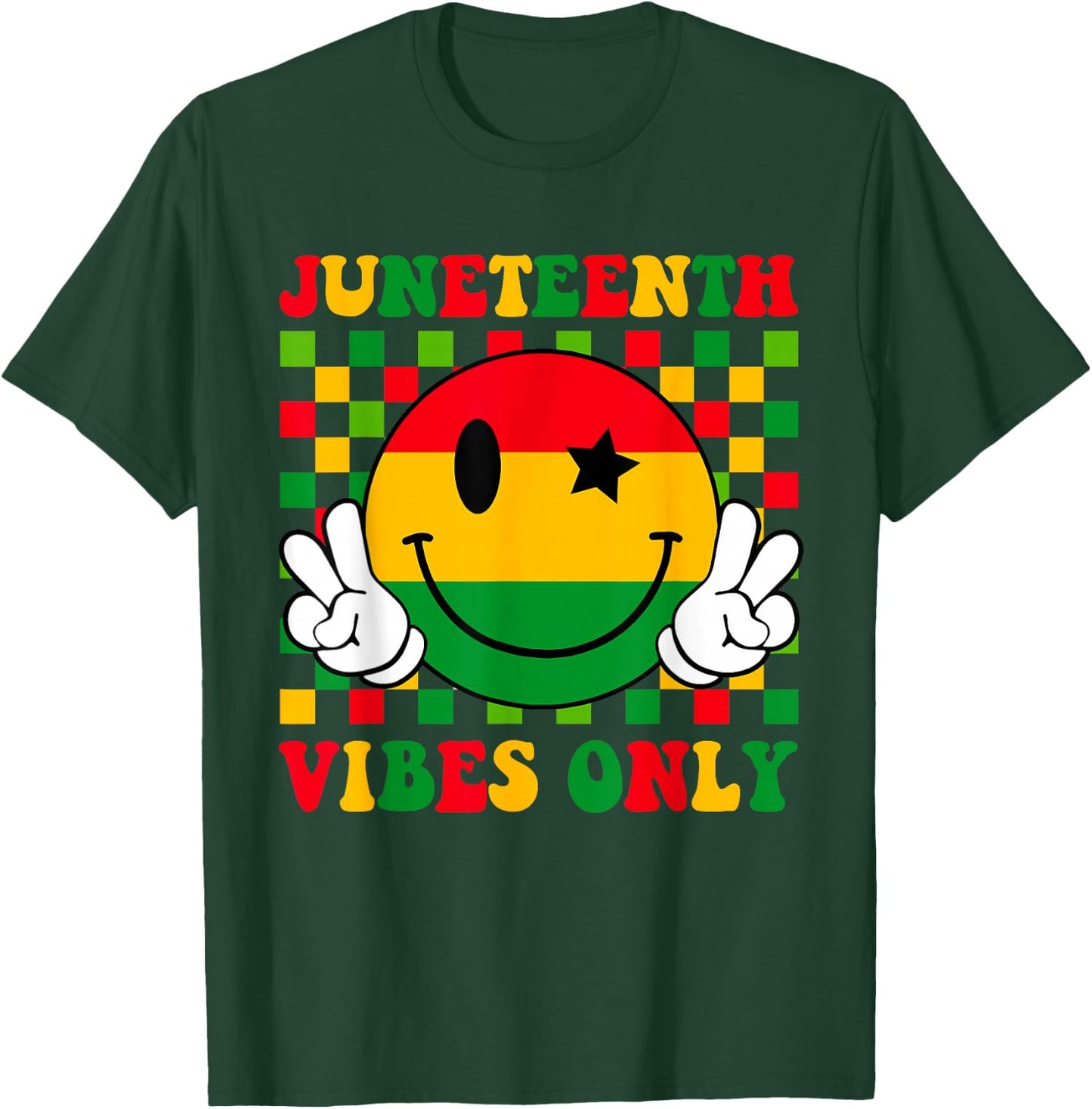 Juneteenth Vibes Only 1865 African Smile Face Girls T-Shirt - T-Shirt | Forest