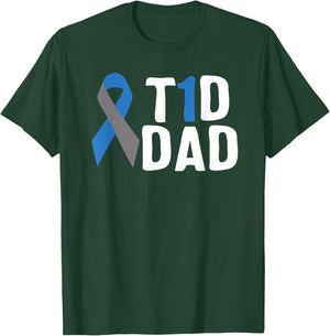 T1D Dad Diabetes Awareness Type 1 Insulin Pancreas T-Shirt - T-Shirt | Forest