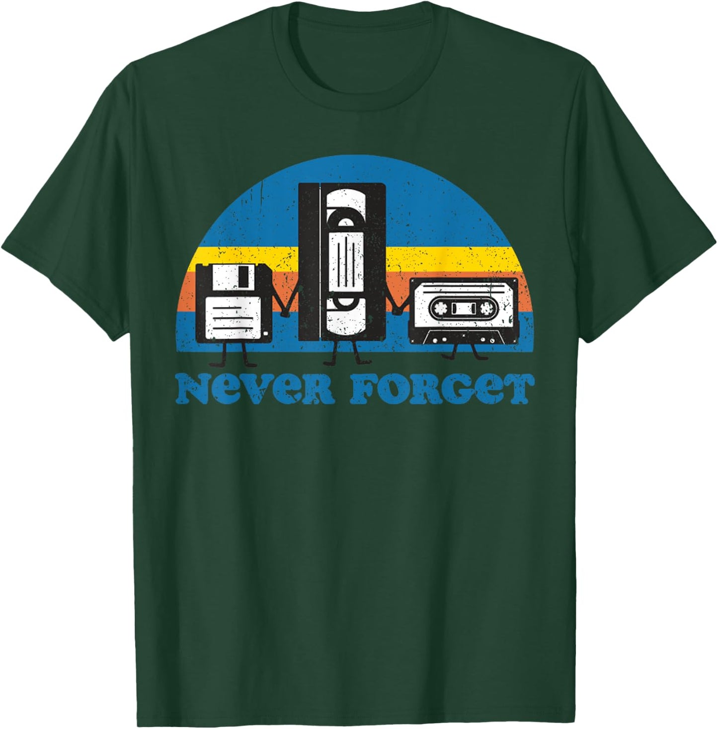 Never Forget Cassette Tape VHS Gamer Old School T-Shirt - T-Shirt | Forest