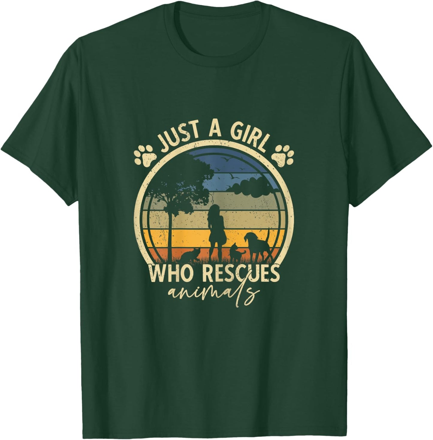 Rescue Animals Dog Cat Just a girl who rescues animals T-Shirt - T-Shirt | Forest