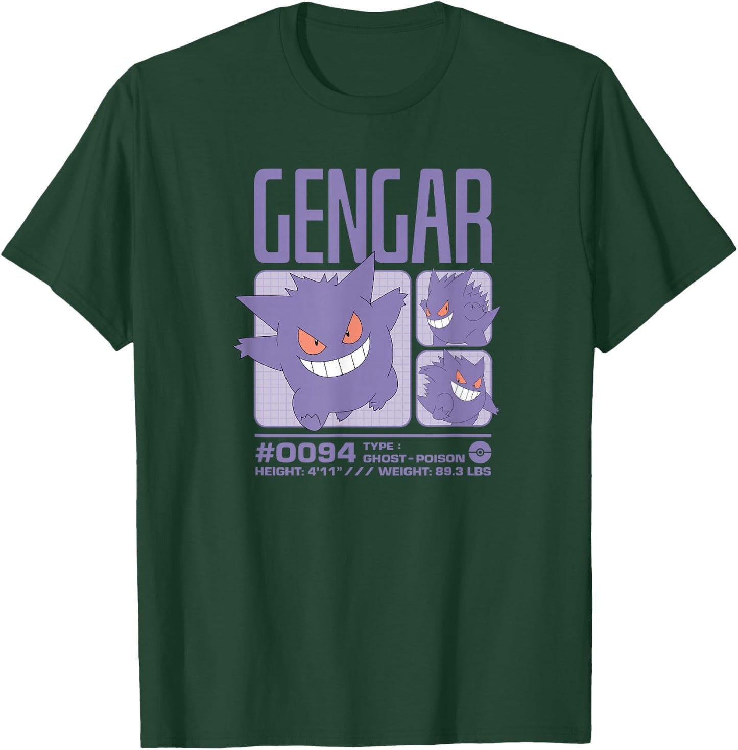 Pokémon - Gengar Pastel Stats Grid T-Shirt - T-Shirt | Forest