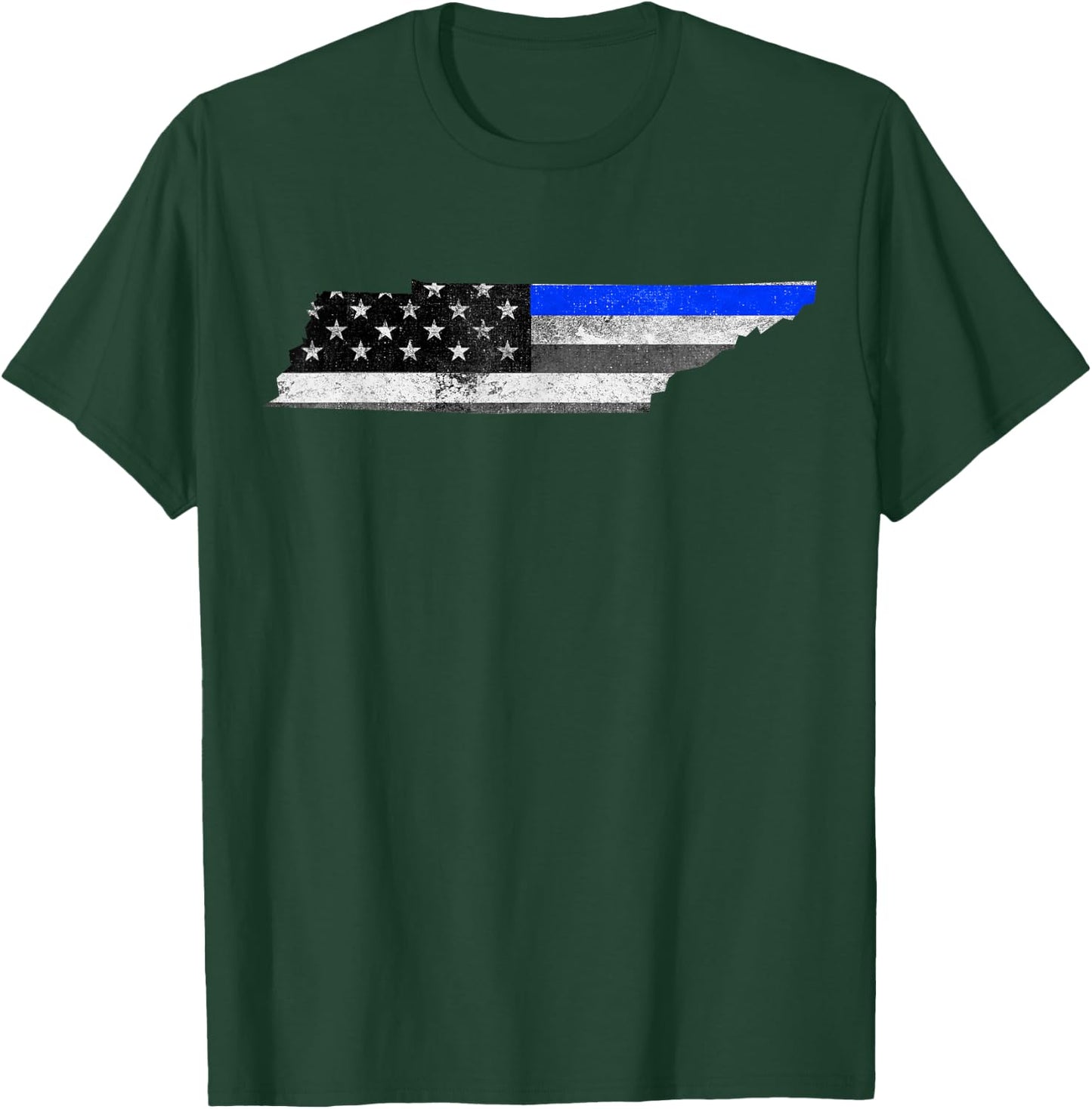 Tennessee Police Thin Blue Line USA Flag Map Shirt T-Shirt - T-Shirt | Forest