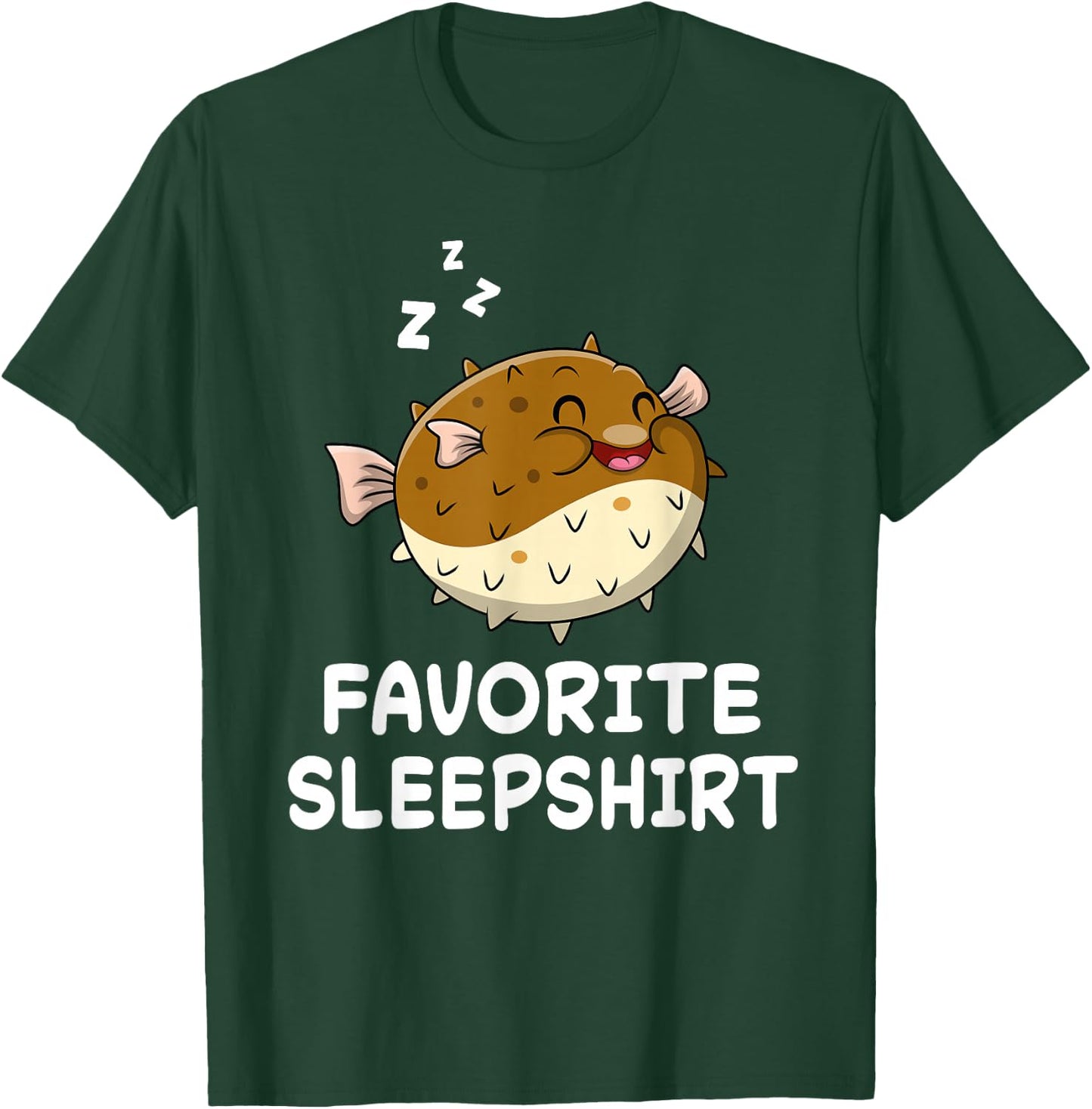 Pufferfish Puffer Fish Nap Sleeping Sleep Pajama Nightgown T-Shirt - T-Shirt | Forest