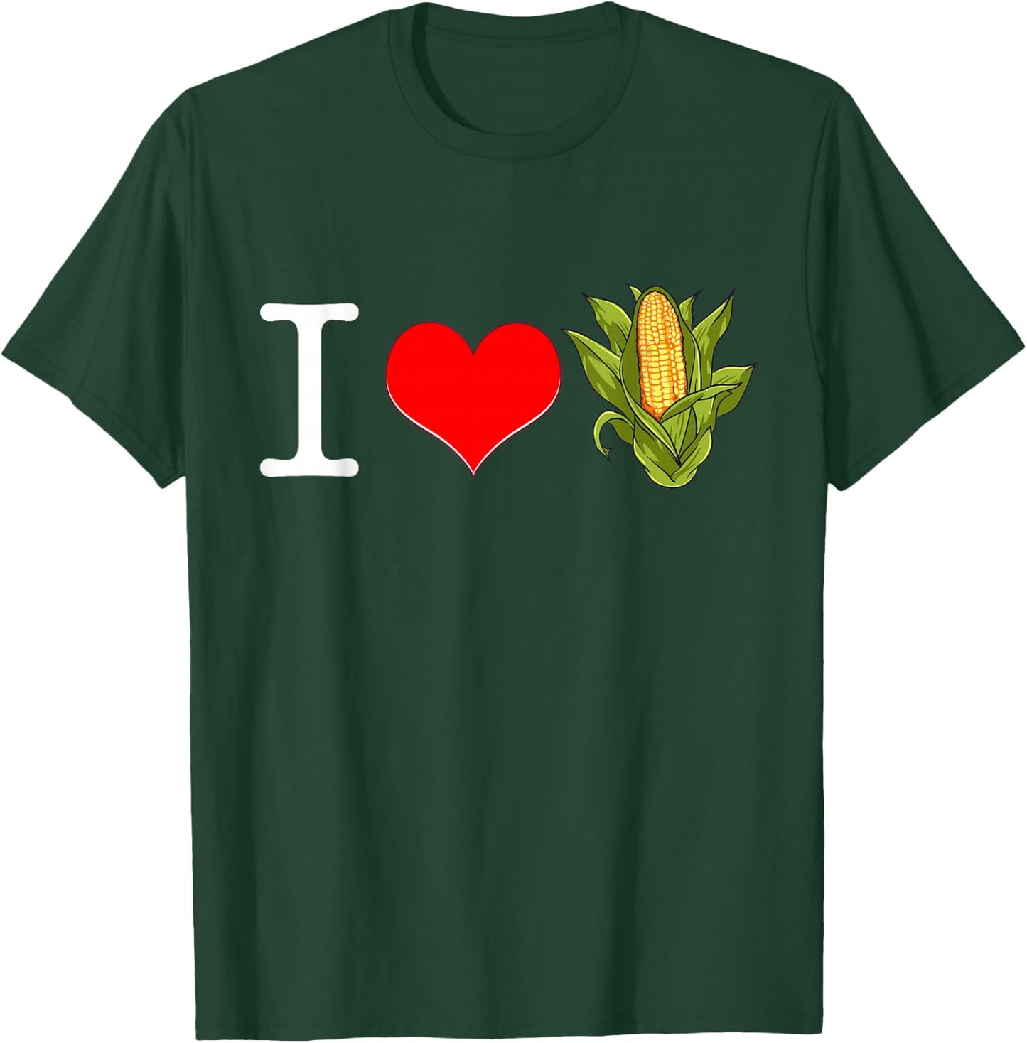 I Love Corn Cob Lover Heart Maize Food Farmer Men Women Kids T-Shirt - T-Shirt | Forest