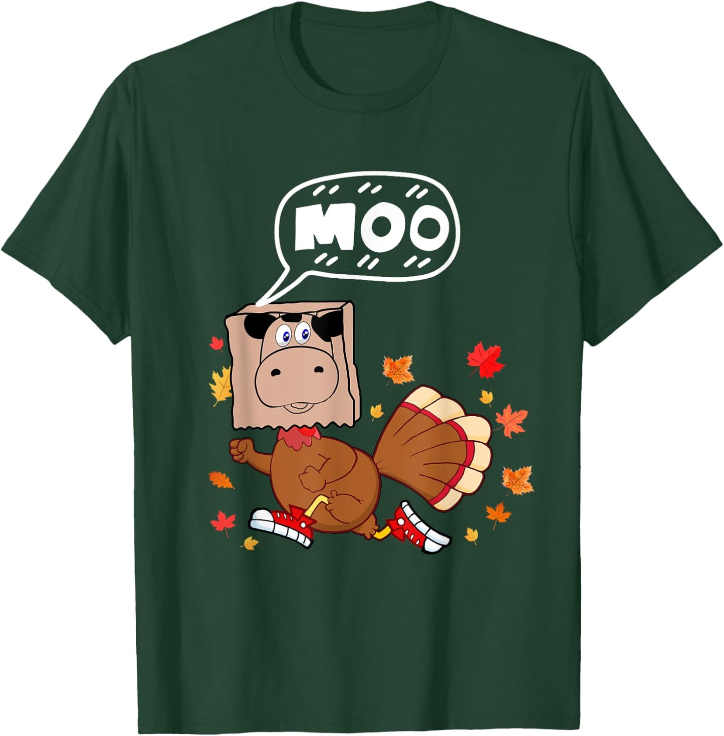 Thanksgiving 2022 Funny Fake Cow Moo Thanksgiving Turkey T-Shirt - T-Shirt | Forest