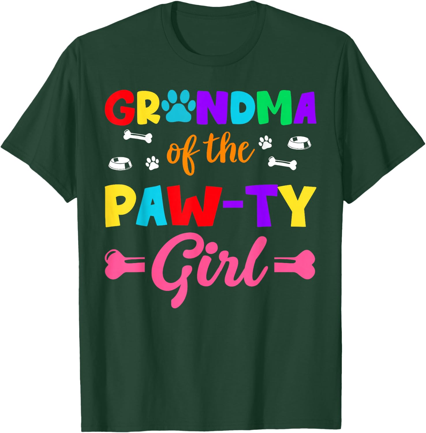Grandma of The Paw-ty Girl Dog Family Matching Party T-Shirt - T-Shirt | Forest