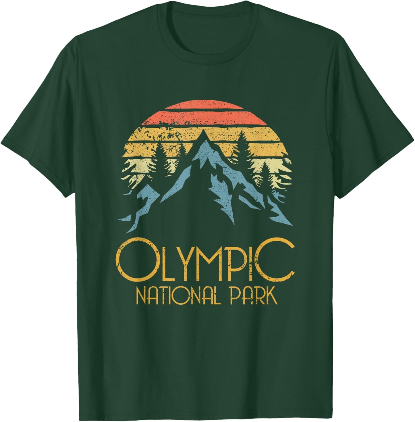 Retro Olympic National Park Washington Mountains T-Shirt - T-Shirt | Forest
