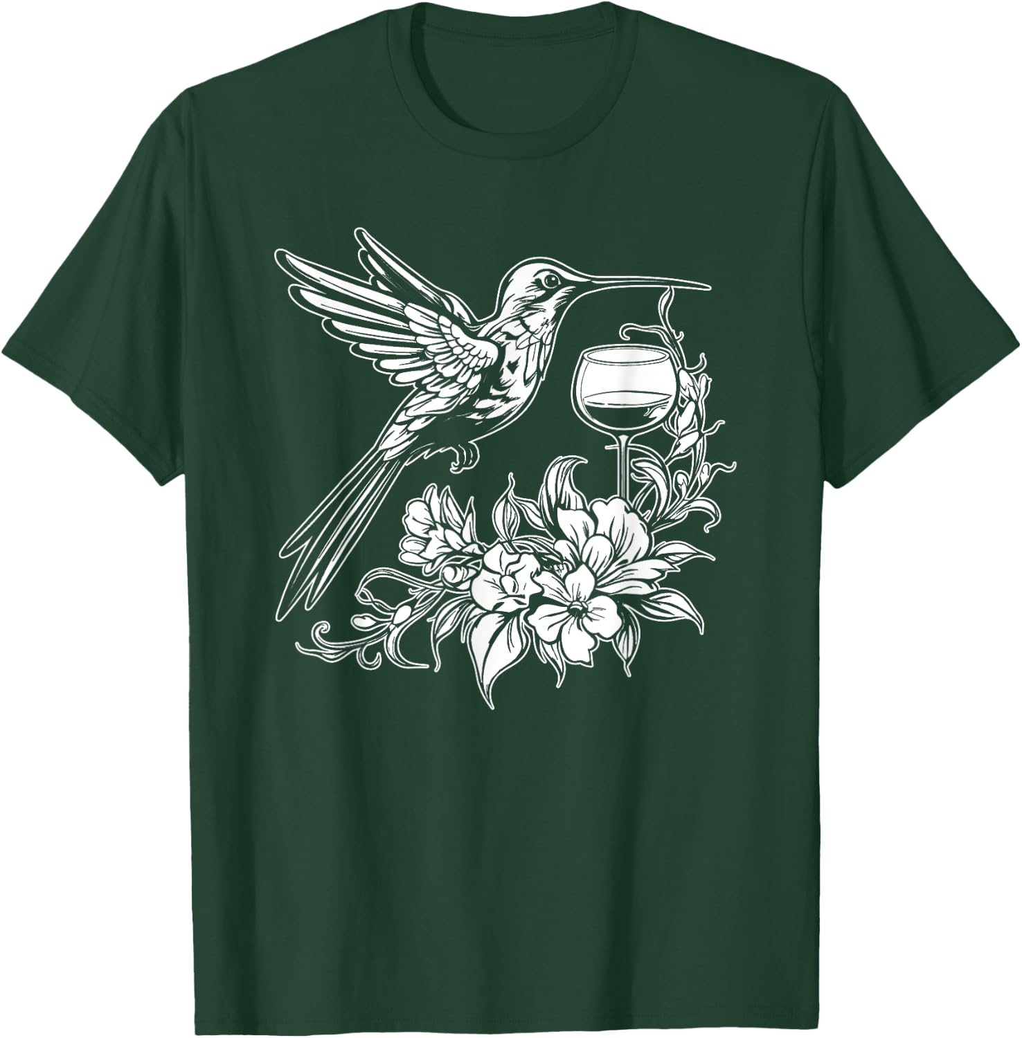 Hummingbird Ornithology Birds Nature Hummingbird Wine Glass T-Shirt - T-Shirt | Forest