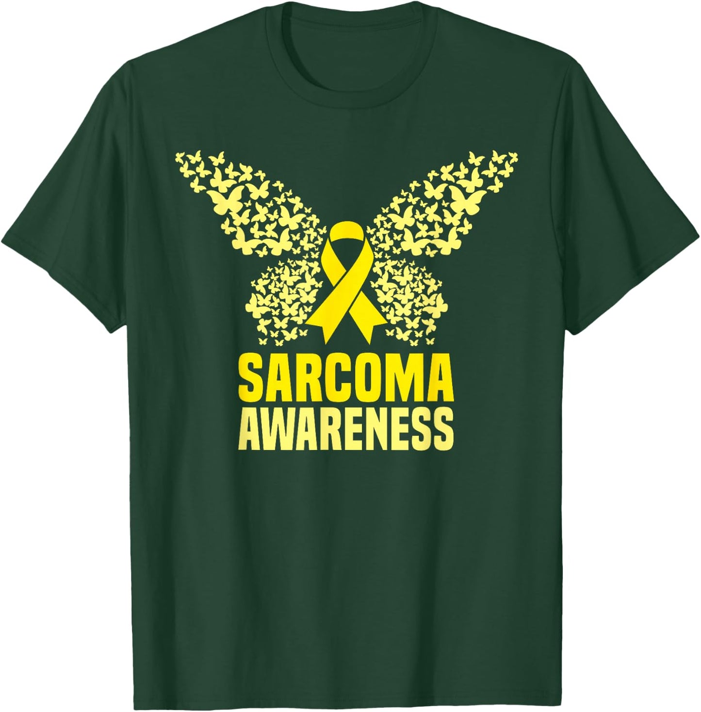Yellow Butterfly Ribon Sarcoma Bone Cancer Awareness Support T-Shirt - T-Shirt | Forest