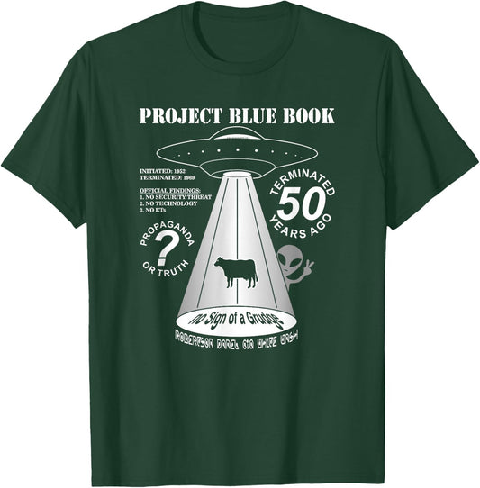 Project Blue Book UFO Investigation 50th Anniversary T-Shirt - T-Shirt | Forest