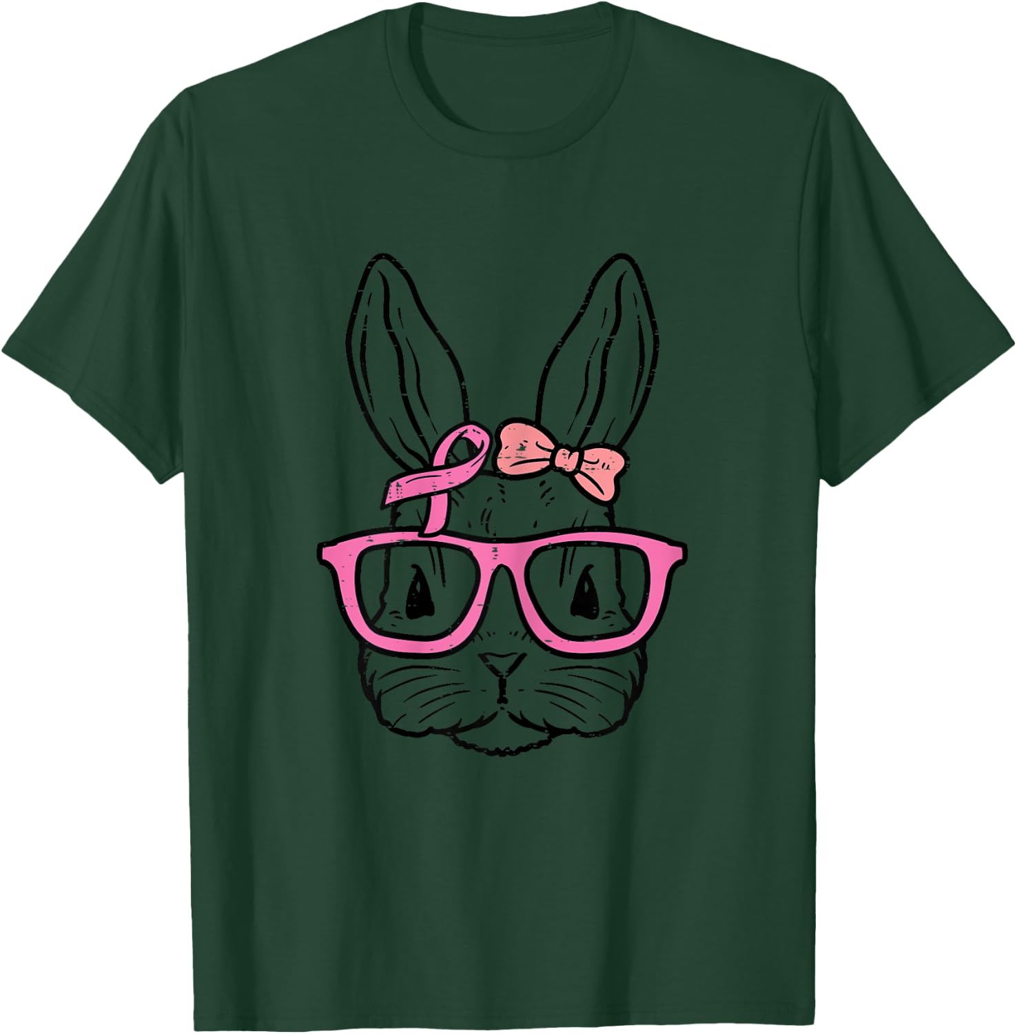 Pink Bunny Rabbit Fighting Breast Cancer Awareness Women T-Shirt - T-Shirt | Forest