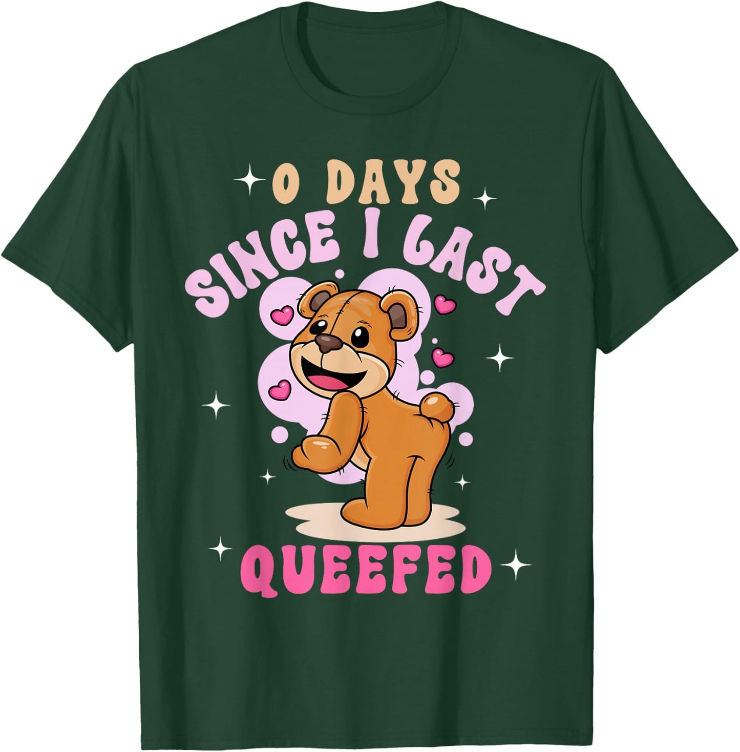 0 Days Since I Last Queefed Retro Groovy Trendy -Adults - Queef Embarrassing Meme Funny Adult Humor - Black - Small T-Shirt - T-Shirt | Forest