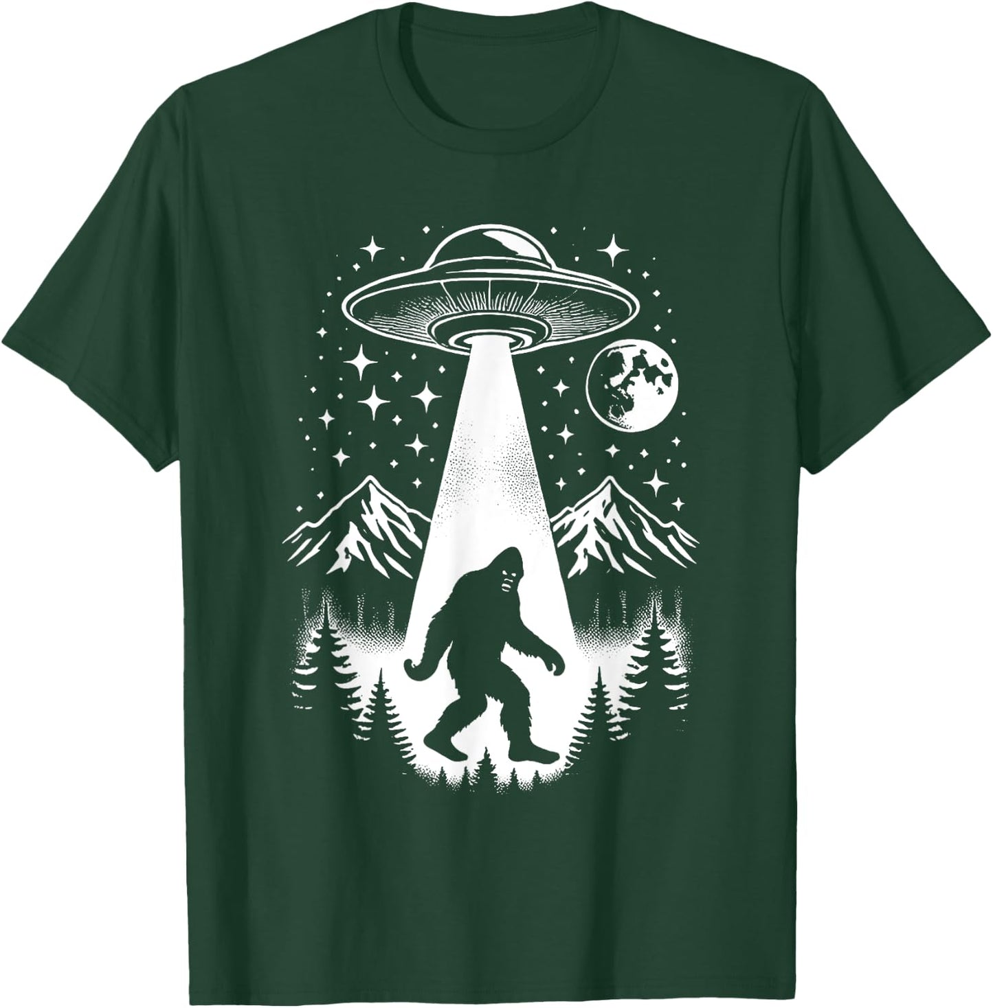 Funny Bigfoot UFO Abduction Sasquatch Alien Extraterrestrial T-Shirt - T-Shirt | Forest