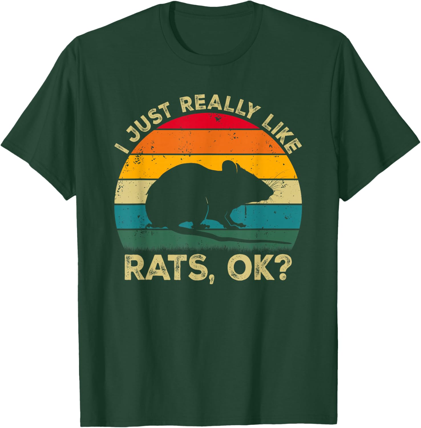 I Just Really Like Rats, OK? Funny Rat Retro T-Shirt - T-Shirt | Forest