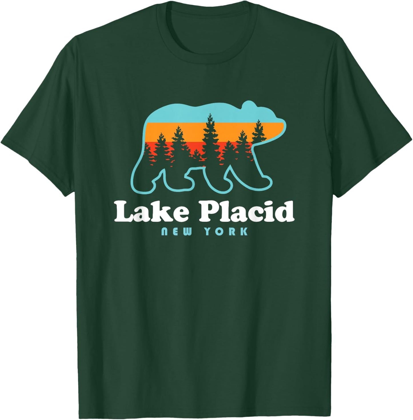 Lake Placid NY Adirondacks Bear Adirondack Hiking T-Shirt - T-Shirt | Forest