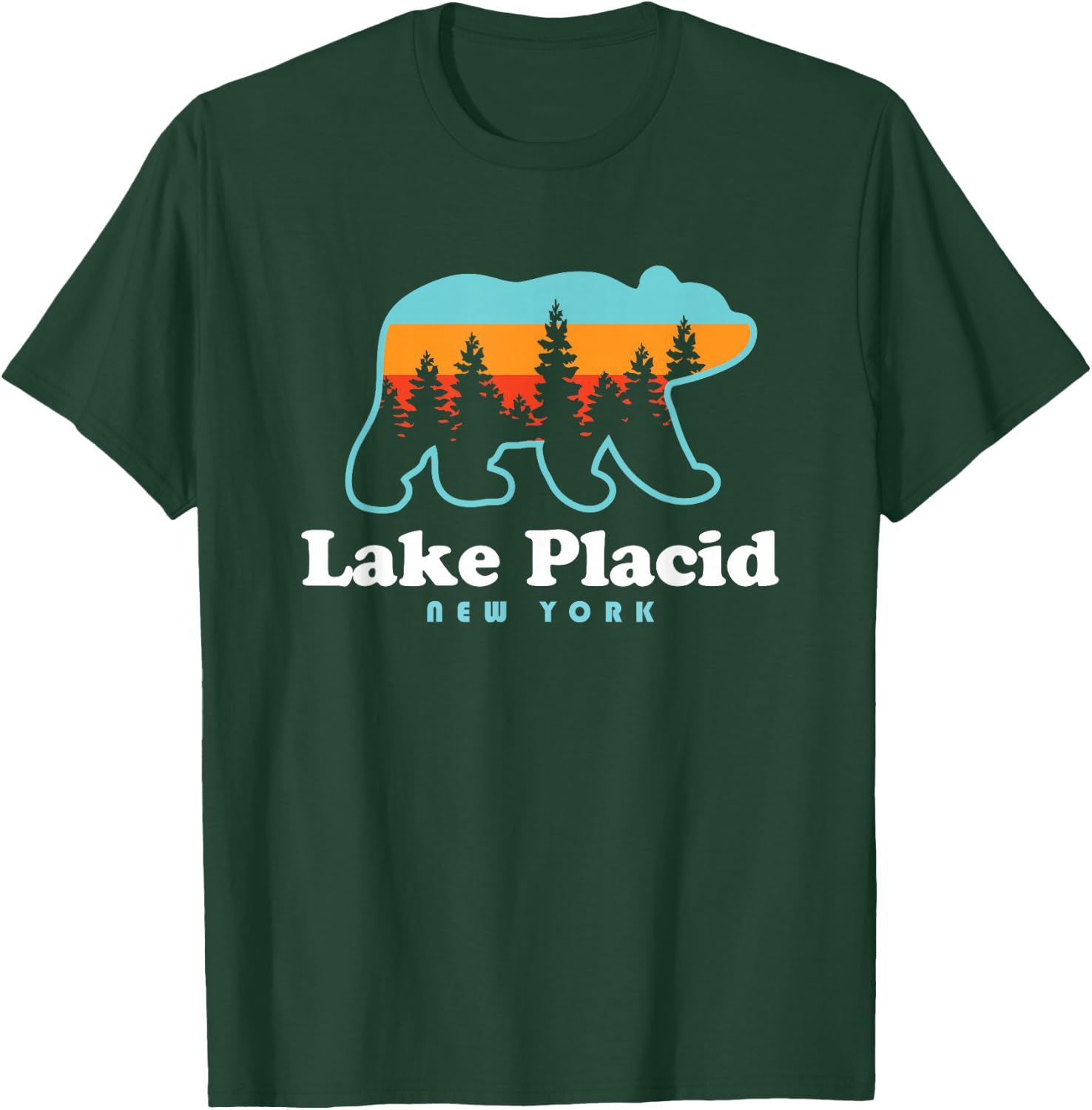 Lake Placid NY Adirondacks Bear Adirondack Hiking T-Shirt - T-Shirt | Forest