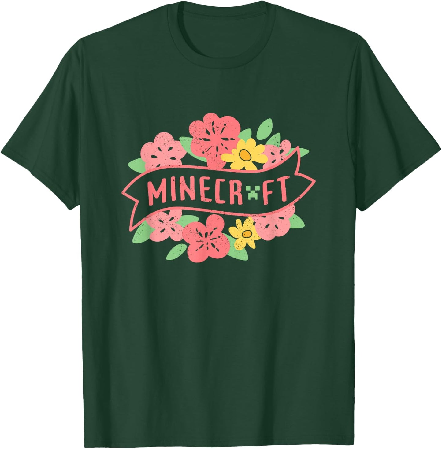 Minecraft Spring Floral Pastel Logo T-Shirt - T-Shirt | Forest