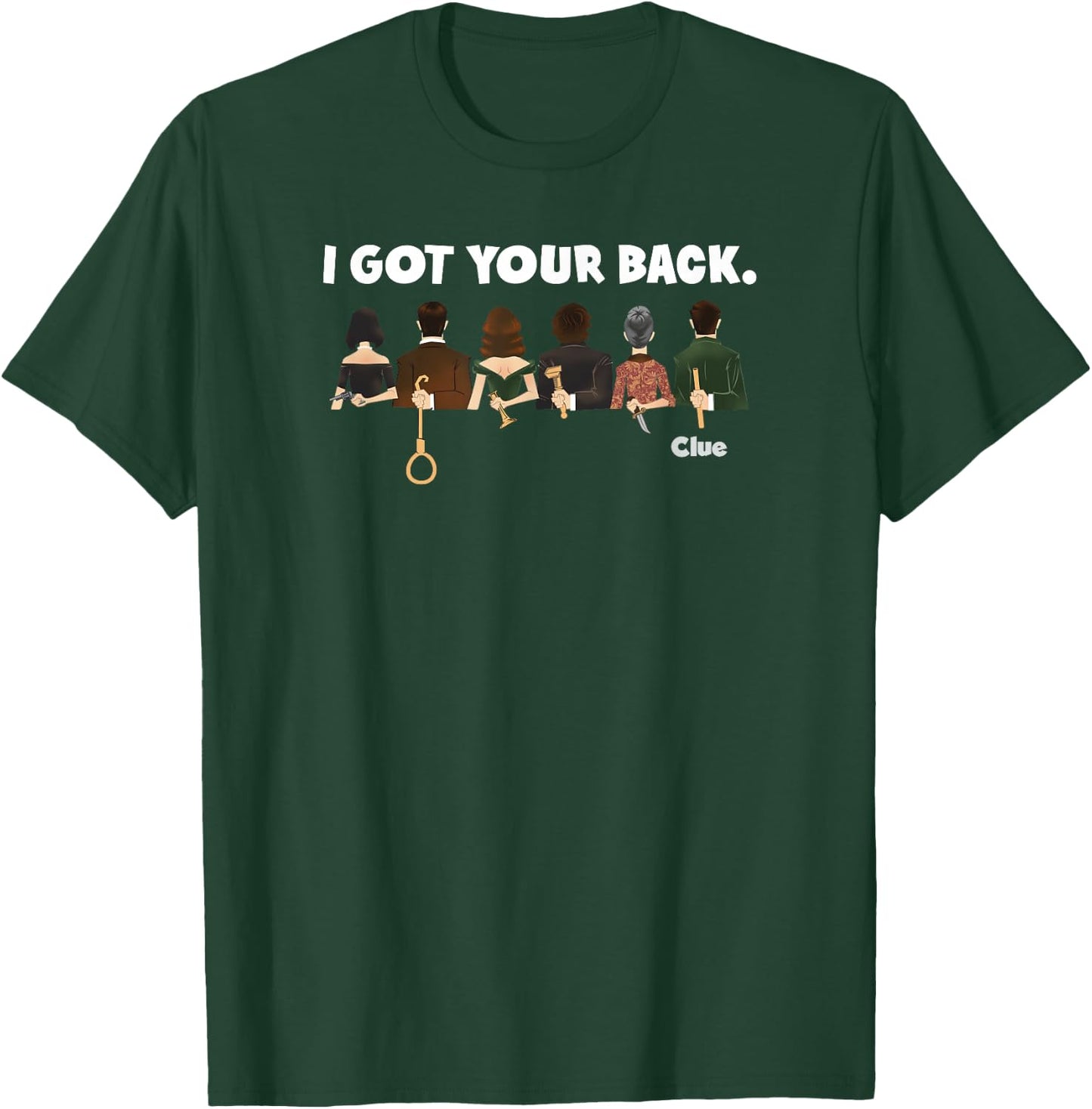 Clue I Got Your Back Characters Hiding Their Weapons Lineup T-Shirt - T-Shirt | Forest