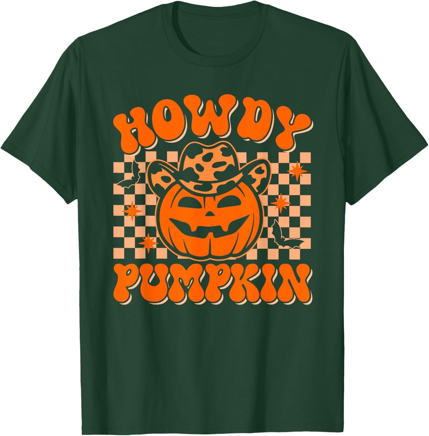 Howdy Pumpkin Groovy Western Halloween Vintage Rodeo Cowgirl T-Shirt - T-Shirt | Forest