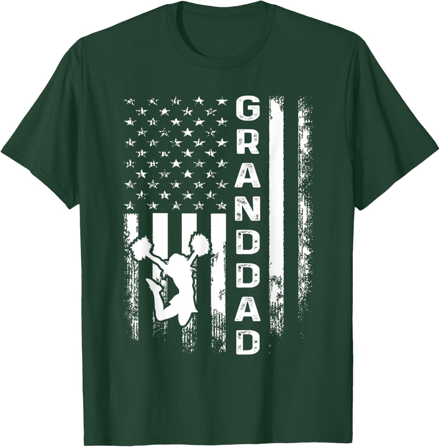 Cheer Granddad American Flag Cheerleading Cheerleader T-Shirt - T-Shirt | Forest