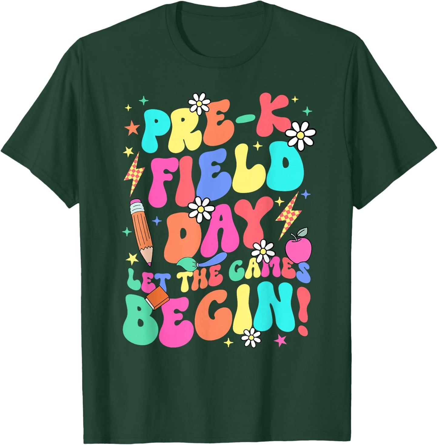 Pre-k Field Day Let The Games Begin Teacher Boys Girls T-Shirt - T-Shirt | Forest