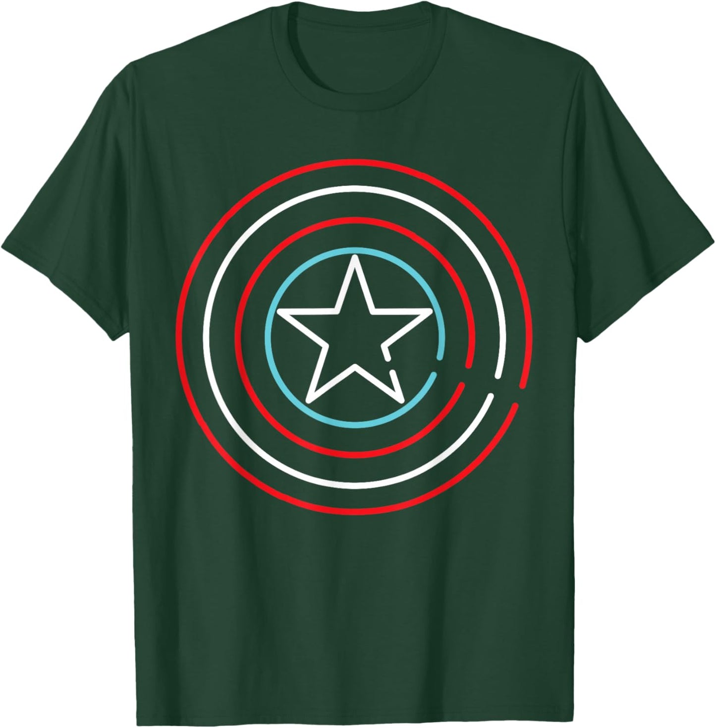 Marvel Super Heroes Neon Light Sign Captain America Shield T-Shirt - T-Shirt | Forest