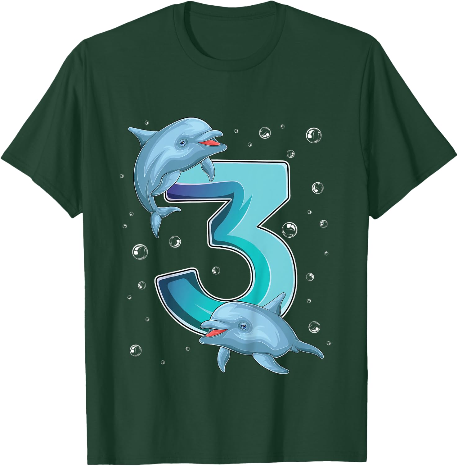 3 Year Old Dolphin 3rd Birthday Girl Party Dolphin Lover T-Shirt - T-Shirt | Forest