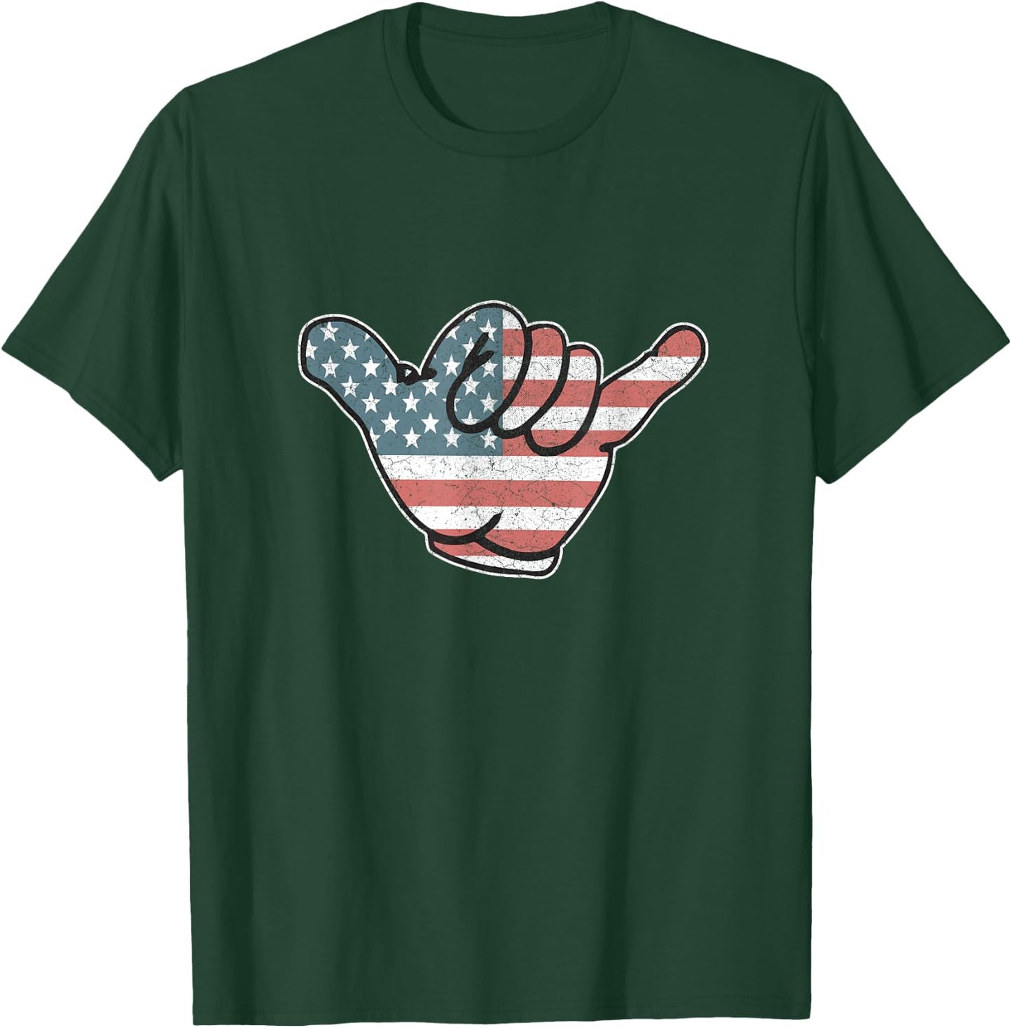 American Flag Vintage Cool Loose Hand Hang Shocker Gesture Women Men T-Shirt - T-Shirt | Forest