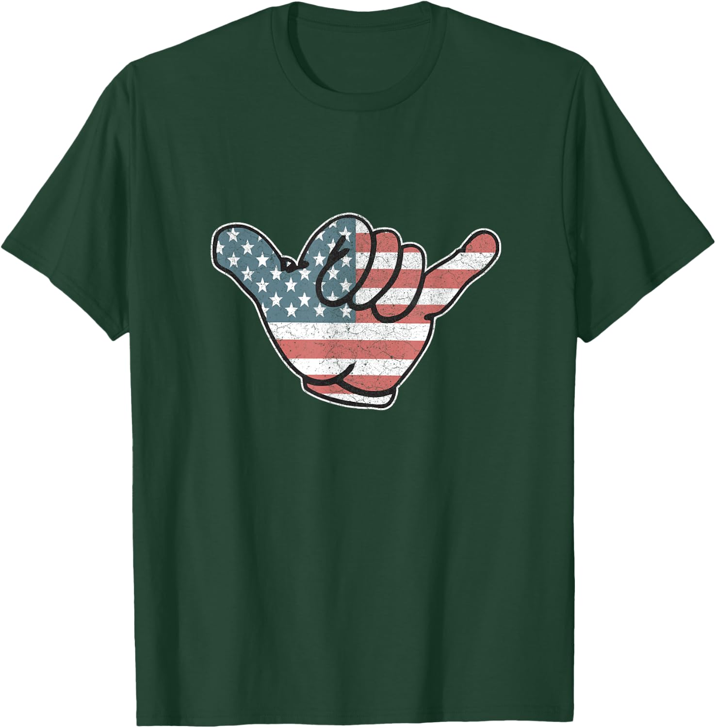 American Flag Vintage Cool Loose Hand Hang Shocker Gesture Women Men T-Shirt - T-Shirt | Forest