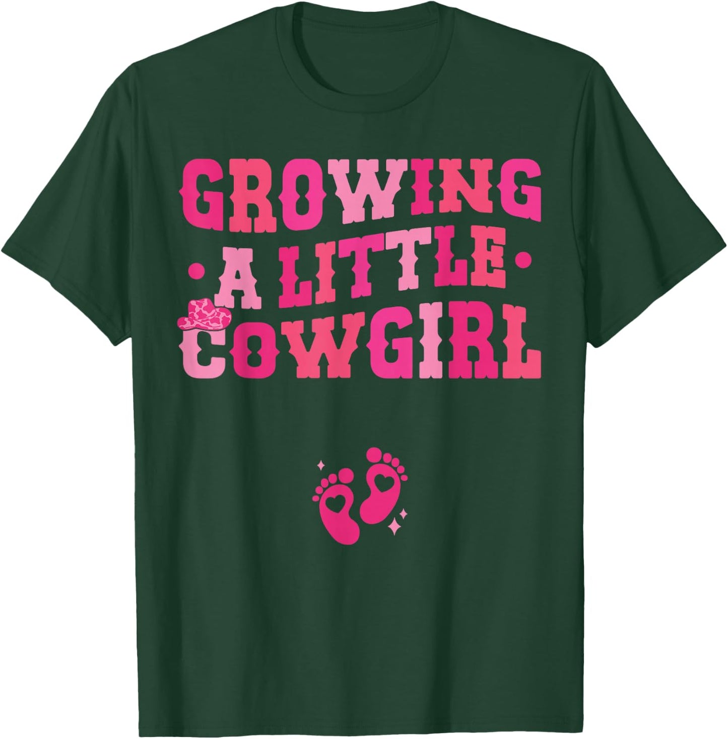 Country Pregnancy Announcement Apparel Co. Growing a Little Cowgirl - Black X-Small Short Sleeve T-Shirt - T-Shirt | Forest