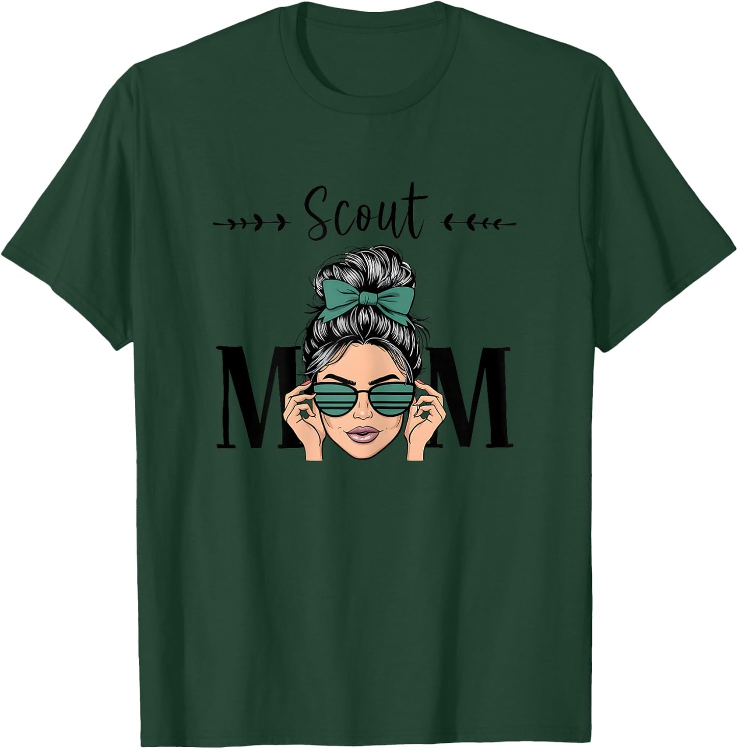 Scout Mom Life Messy Bun Hair Scouting T-Shirt - T-Shirt | Forest